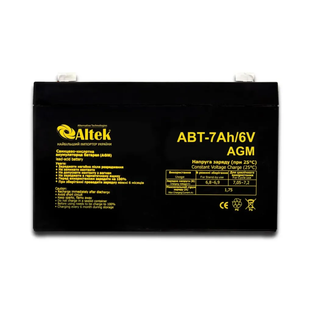 Акумулятор ALTEK ABT 7Ah 6V AGM